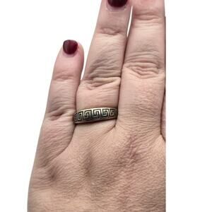 Vintage Sterling Silver 925 Greek Key Band Ring – Size 11